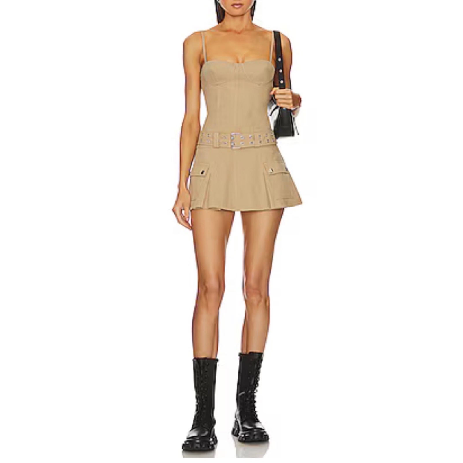 New Lovers + Friends Mini Dress Remy Tan Military Bustier Utility Women Small